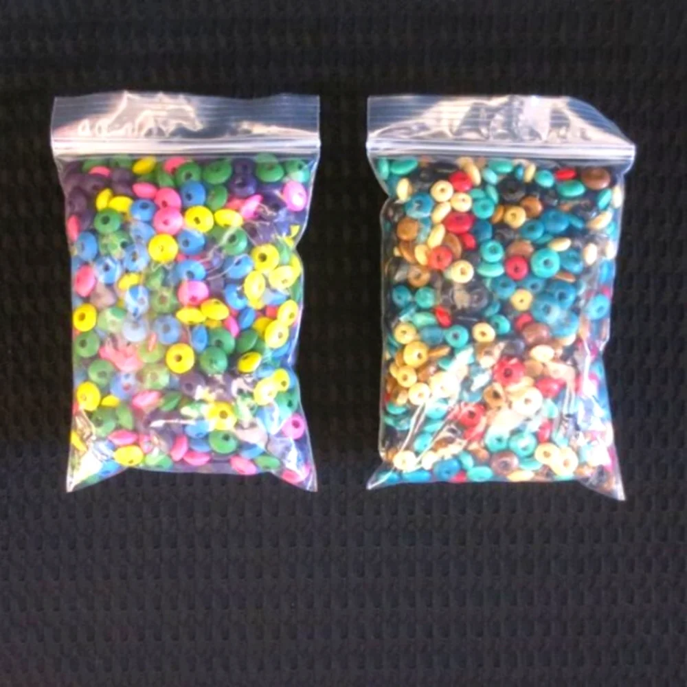 New 3 Bags .5 lb Wood Beads Mixed Colors Shapes Sizes Jewelry Making Art Crafts